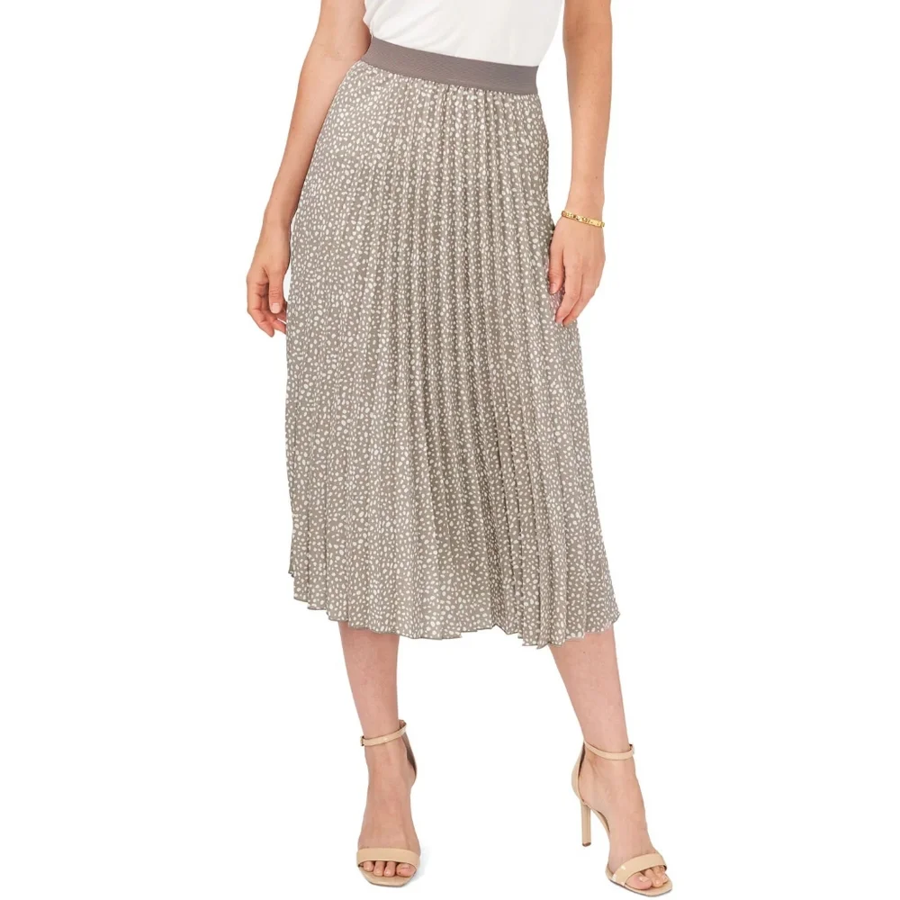 NWT Vince Camuto Womens Pull On Elastic Waist Pleated Midi Skirt - Picture 4 of 6
